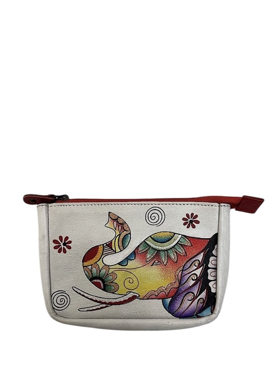 Anuschka Handbags - ANUSCHKA - WHITE RED YELLOW ORANGE GREEN FLORAL ELEPHANT COIN PURSE